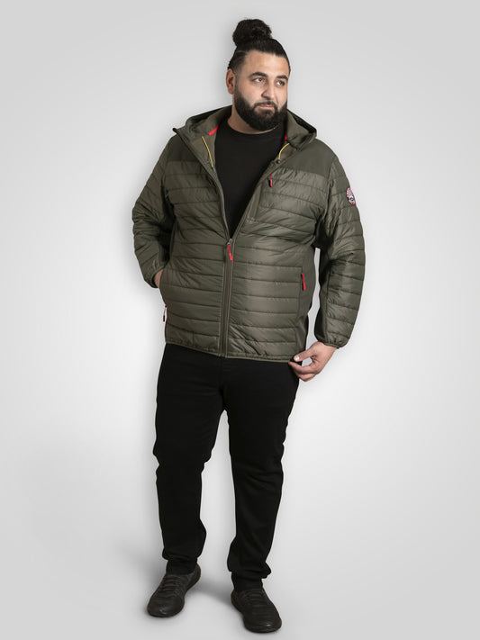 NORTHFIELD -D555 Khaki Green Hybrid Soft Shell Quilted Hooded Jacket