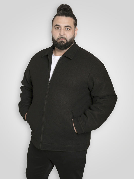 EPSOM -D555 Black Collared Melton Harrington Jacket