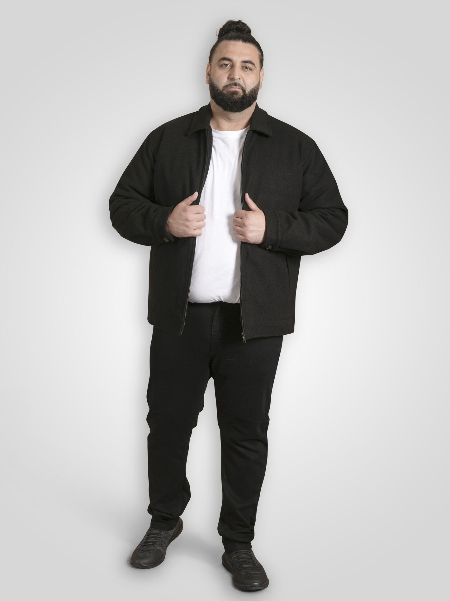EPSOM -D555 Black Collared Melton Harrington Jacket