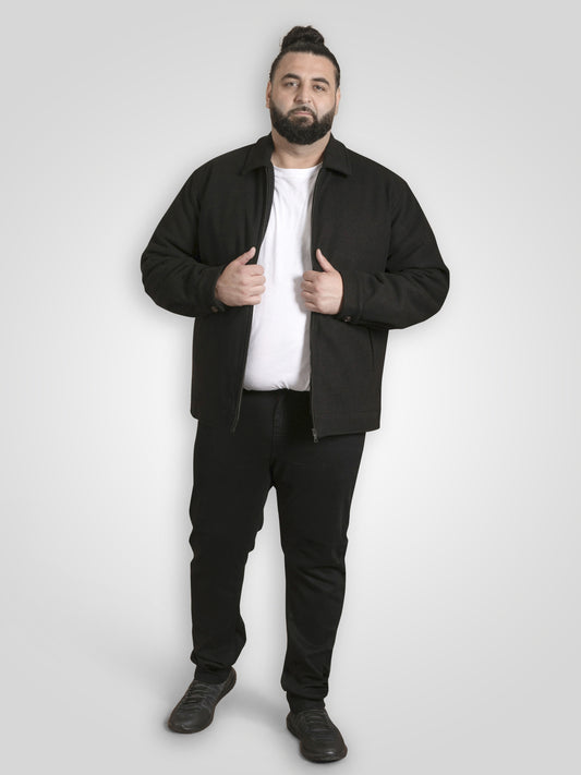 EPSOM -D555 Black Collared Melton Harrington Jacket