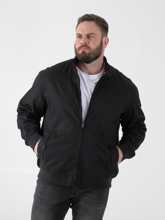 KENT -D555 Black Harrington Jacket with Elasticated Rib Hem and Cuffs