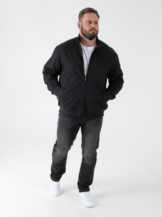 KENT -D555 Black Harrington Jacket with Elasticated Rib Hem and Cuffs