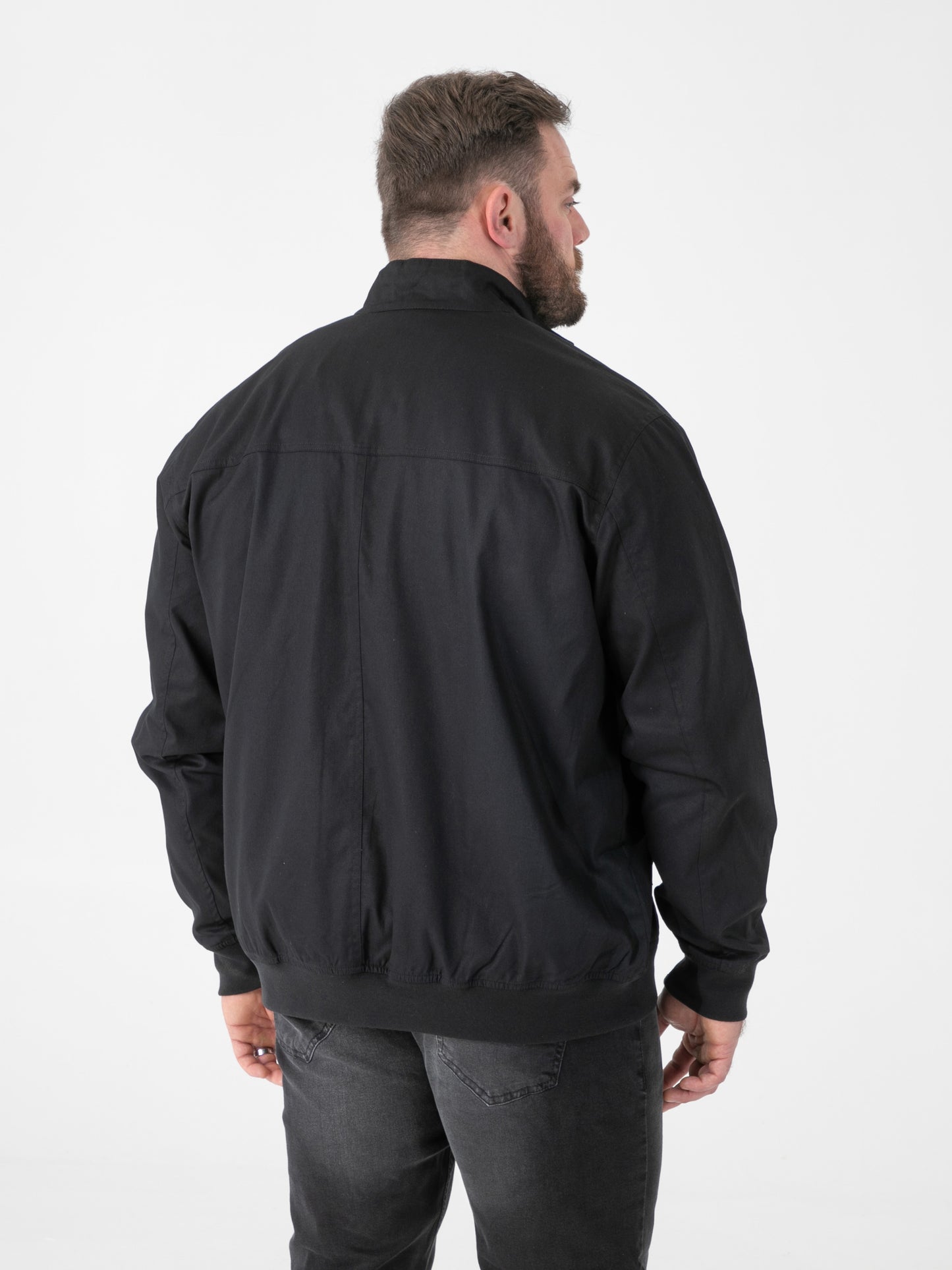 KENT -D555 Black Harrington Jacket with Elasticated Rib Hem and Cuffs