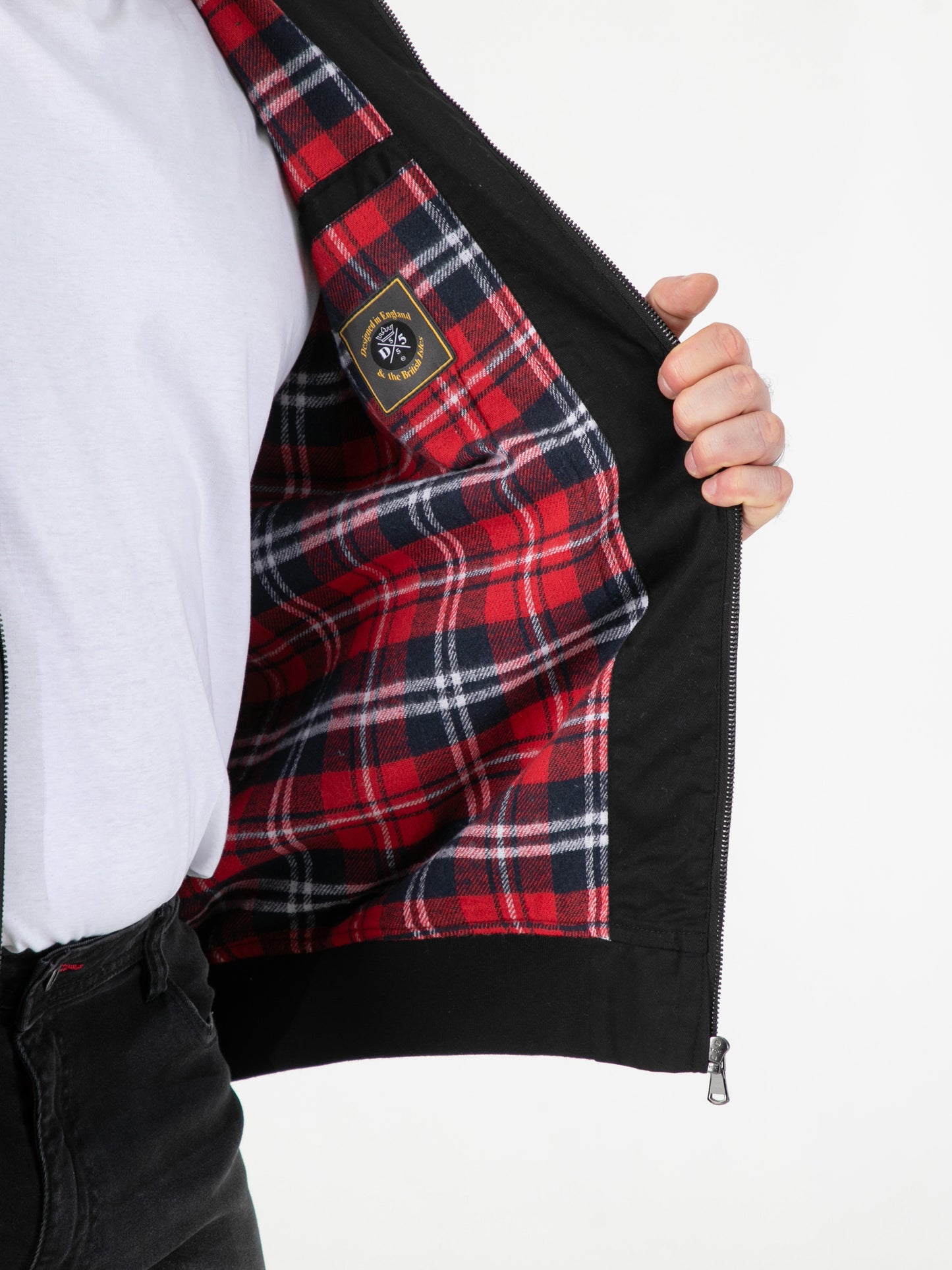 KENT -D555 Black Harrington Jacket with Elasticated Rib Hem and Cuffs