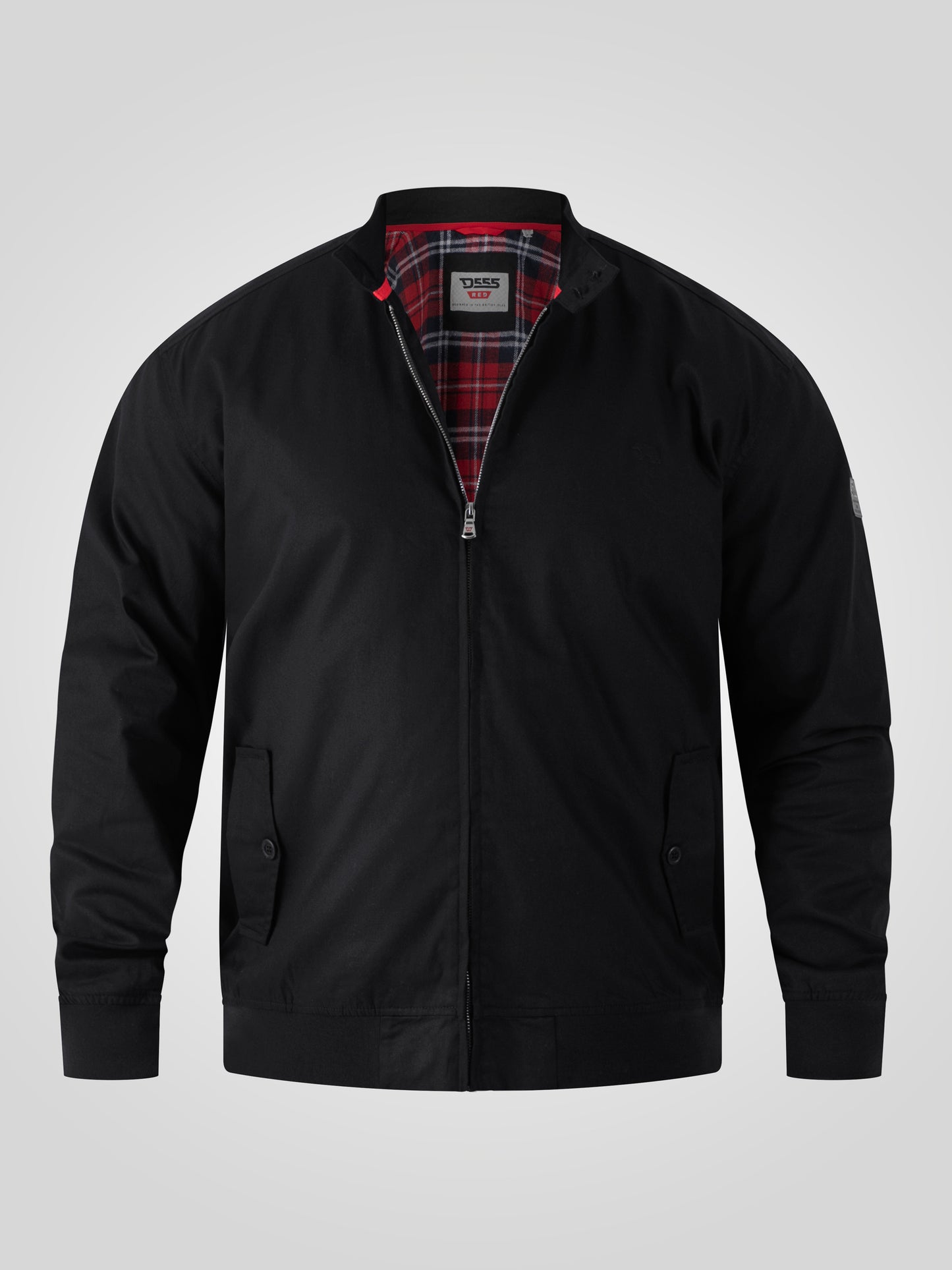 KENT -D555 Black Harrington Jacket with Elasticated Rib Hem and Cuffs