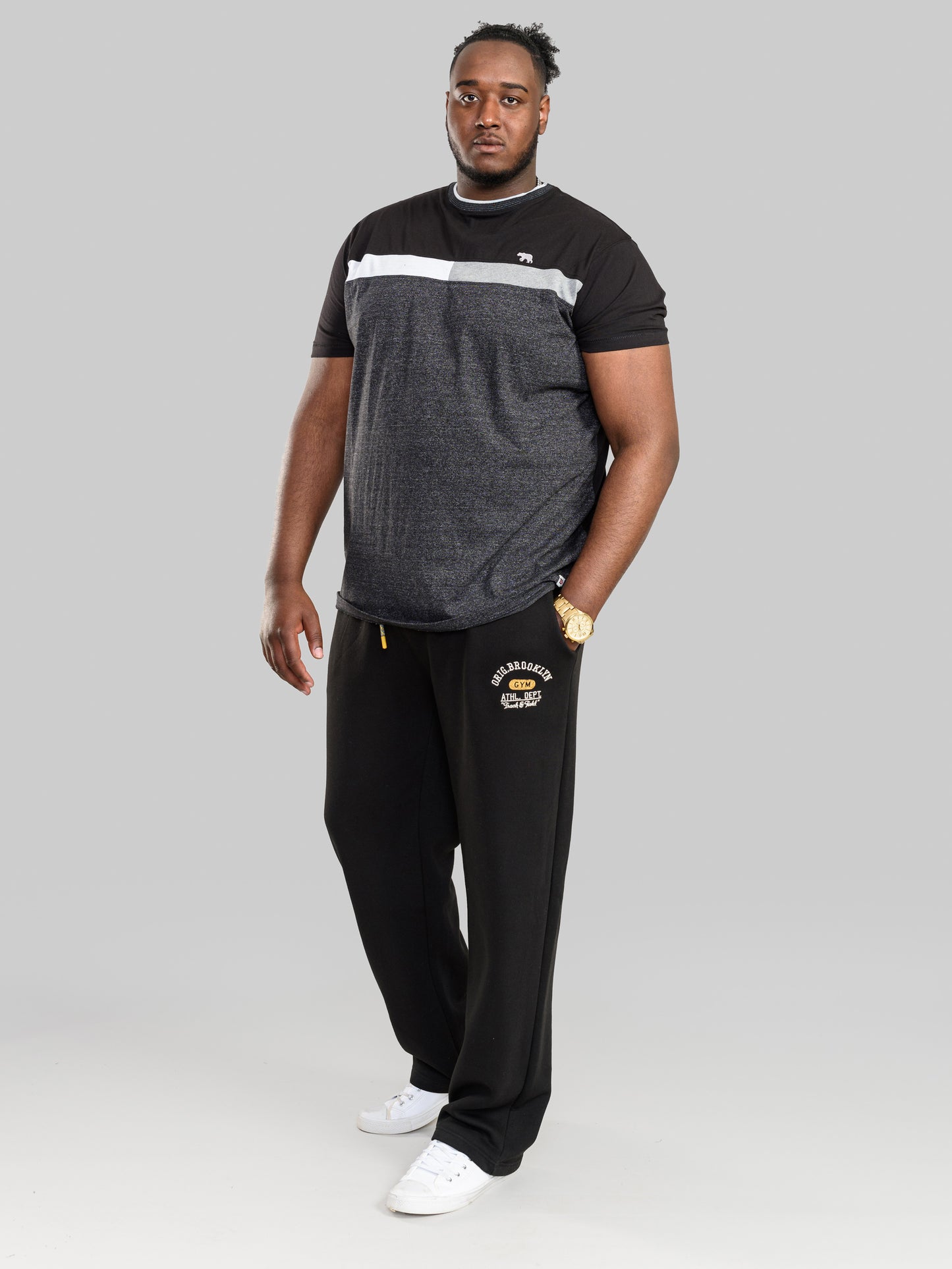 SALTASH 2 -D555 Black Embroidery and Print Logo Jogger
