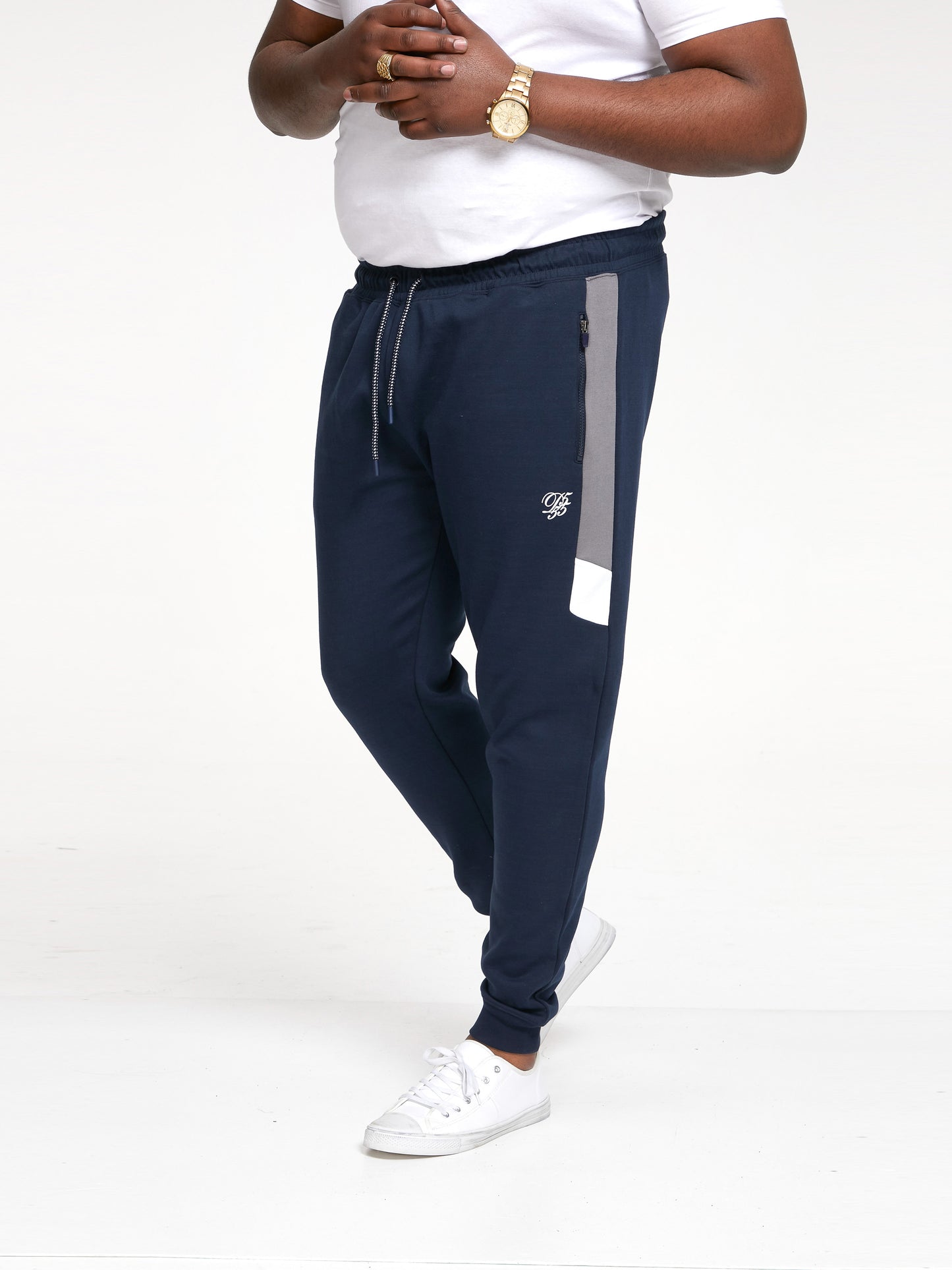 KENNETH -D555 Navy Blue D555 Couture Elasticated Waistband Jogger with Panels