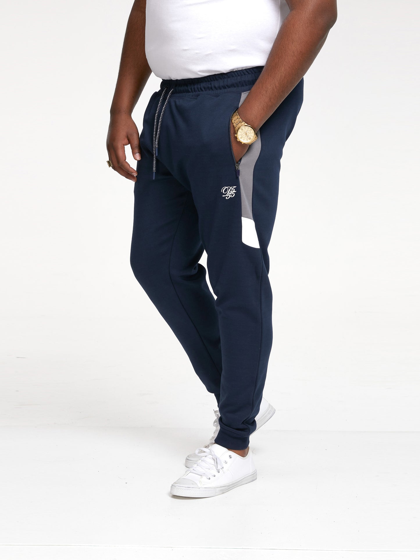 KENNETH -D555 Navy Blue D555 Couture Elasticated Waistband Jogger with Panels