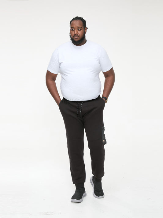 COTGRAVE -D555 Black Couture Elasticated Waistband Jogger with Woven Trim