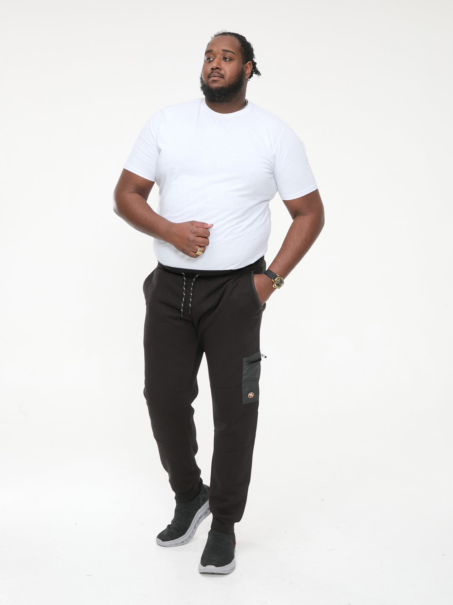 COTGRAVE -D555 Black Couture Elasticated Waistband Jogger with Woven Trim