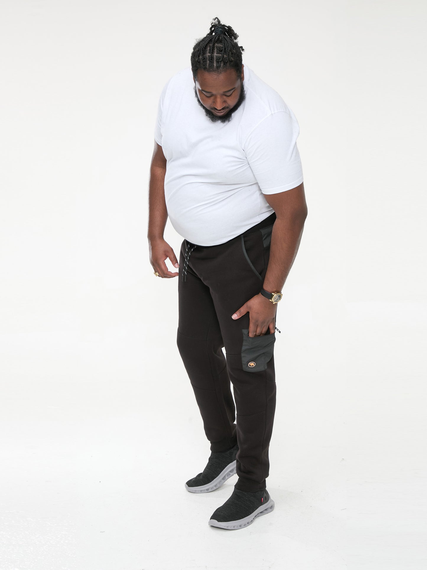 COTGRAVE -D555 Black Couture Elasticated Waistband Jogger with Woven Trim