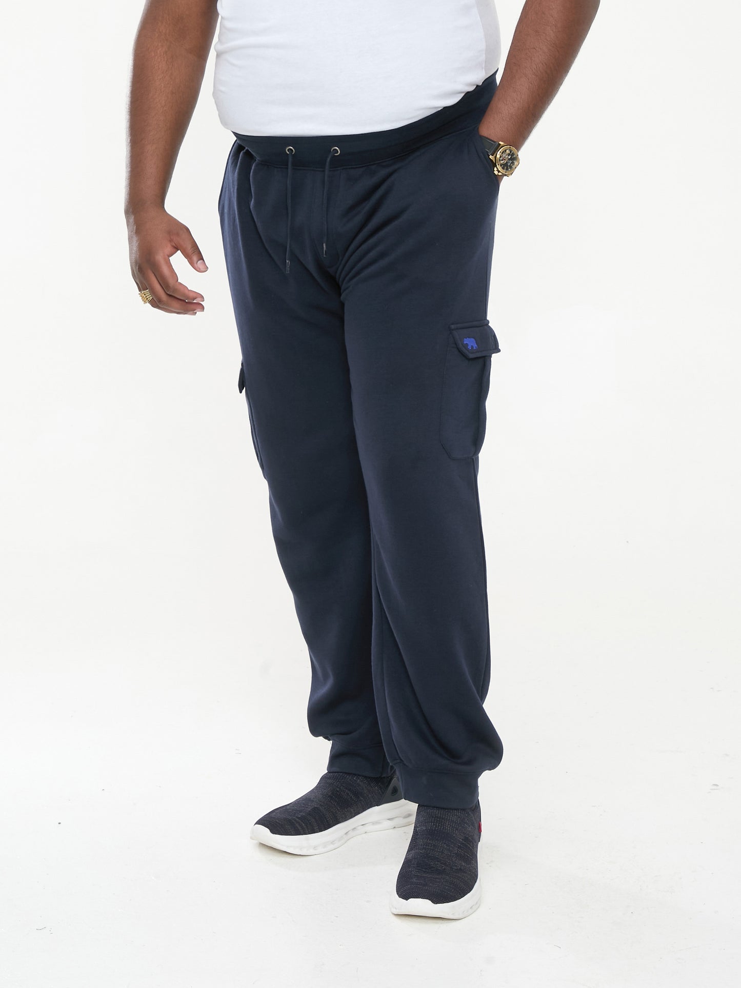 TILDEN 1 -D555 Navy Blue Cargo Pocket Joggers with Ribbed Cuffs