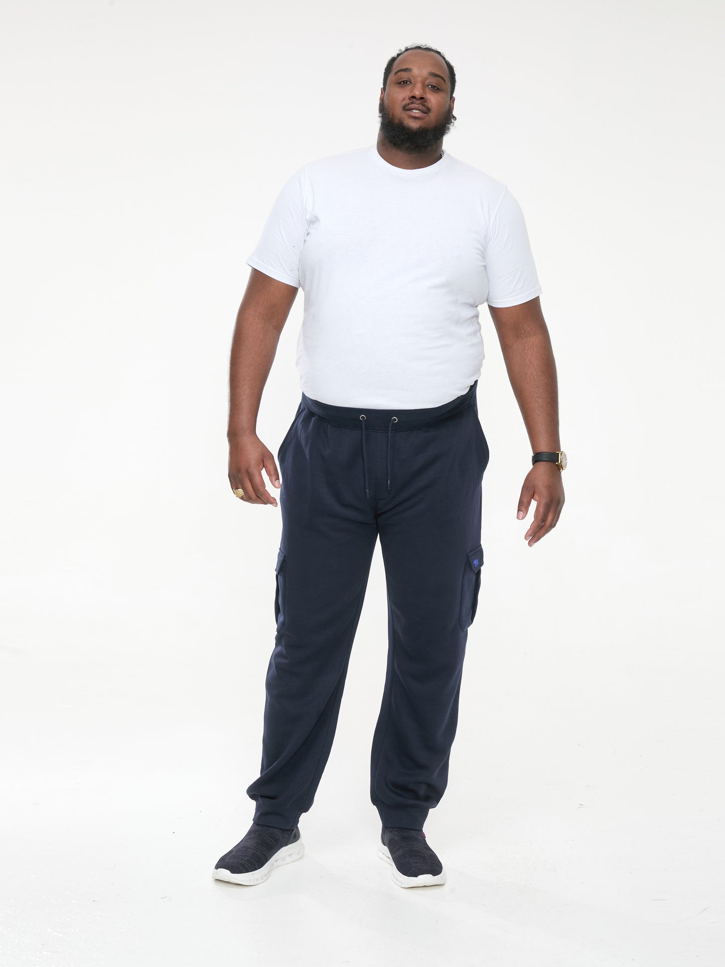 TILDEN 1 -D555 Navy Blue Cargo Pocket Joggers with Ribbed Cuffs
