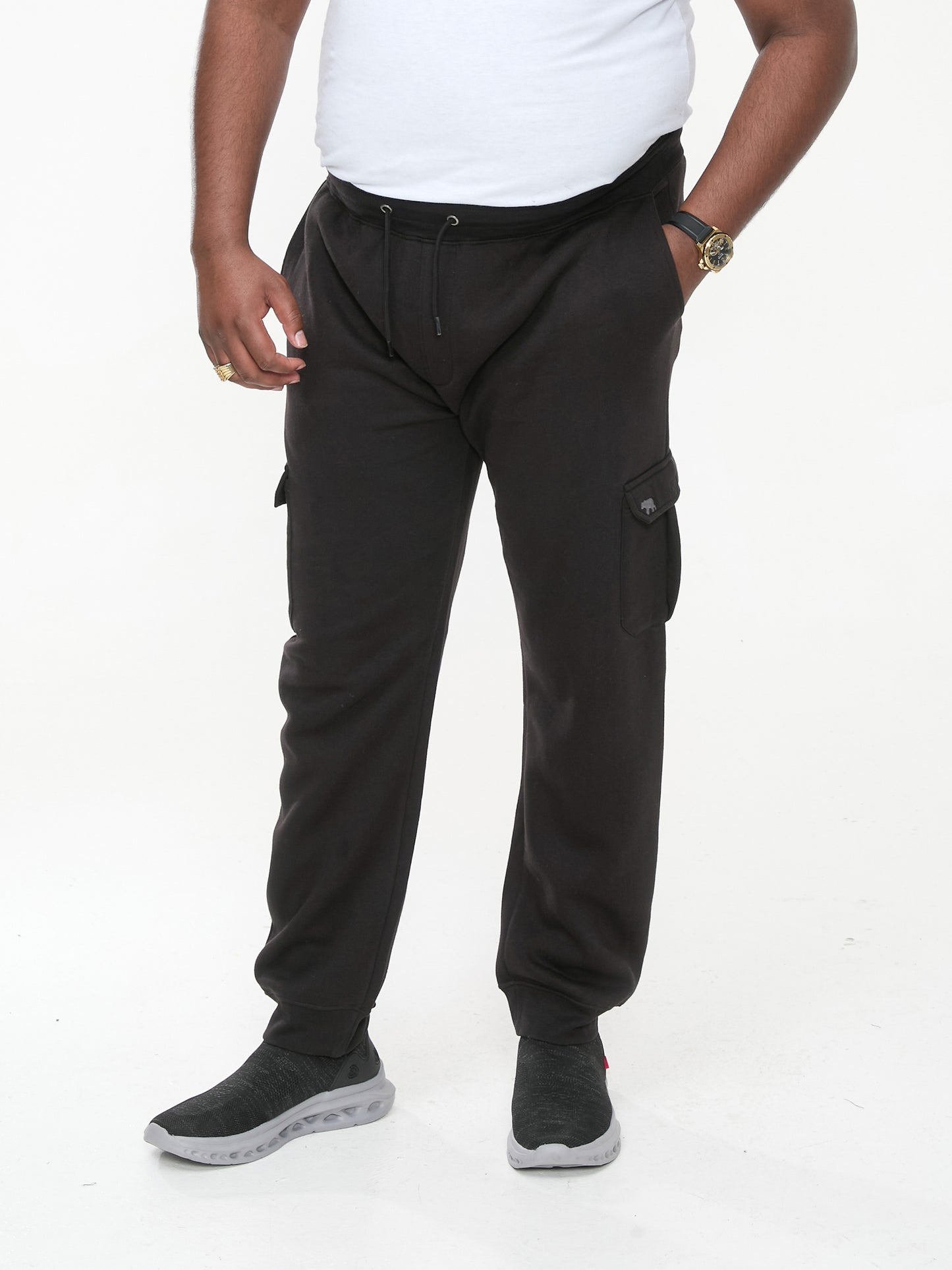 TILDEN 2 -D555 Black Cargo Pocket Joggers with Ribbed Cuffs