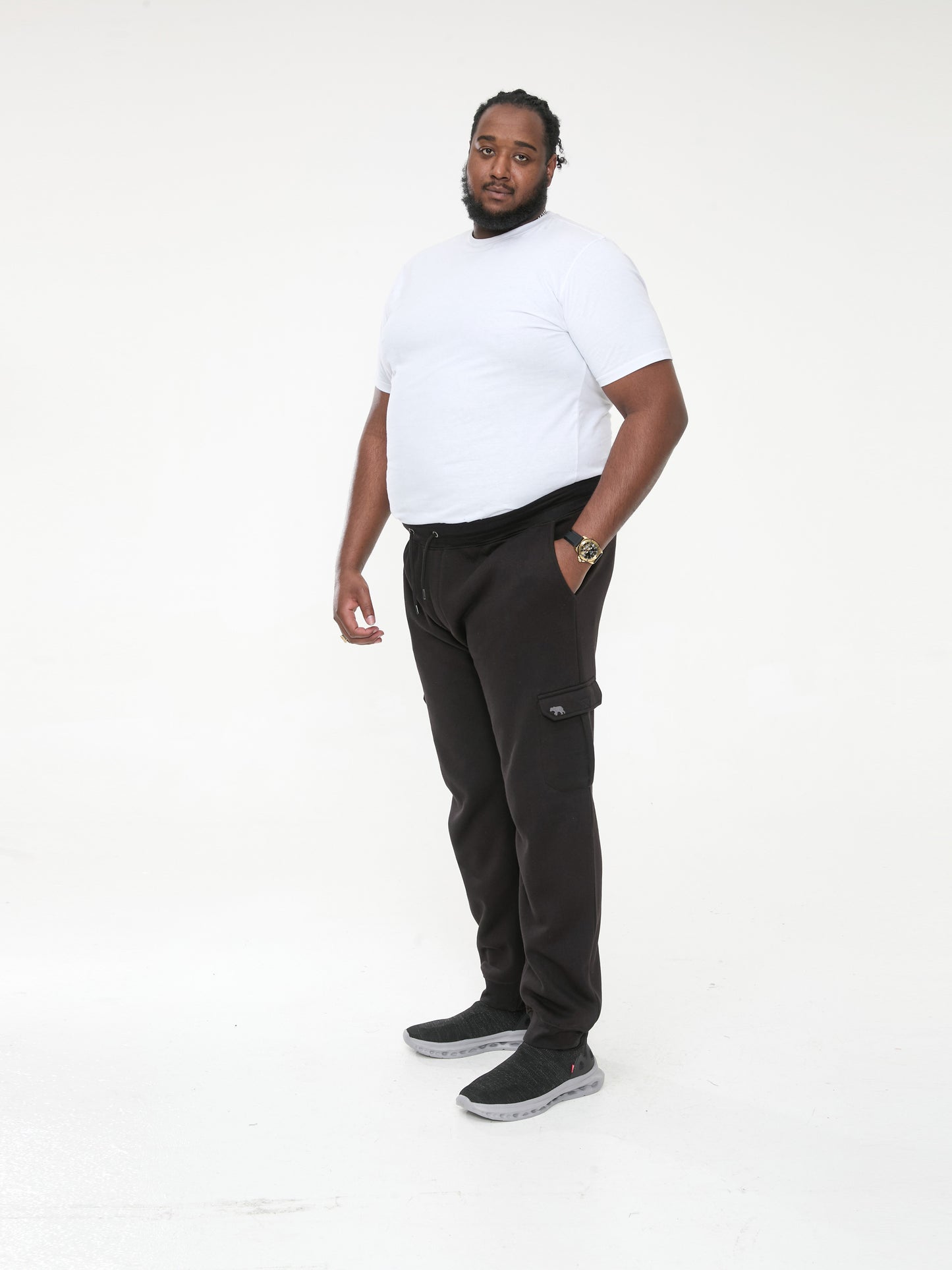 TILDEN 2 -D555 Black Cargo Pocket Joggers with Ribbed Cuffs