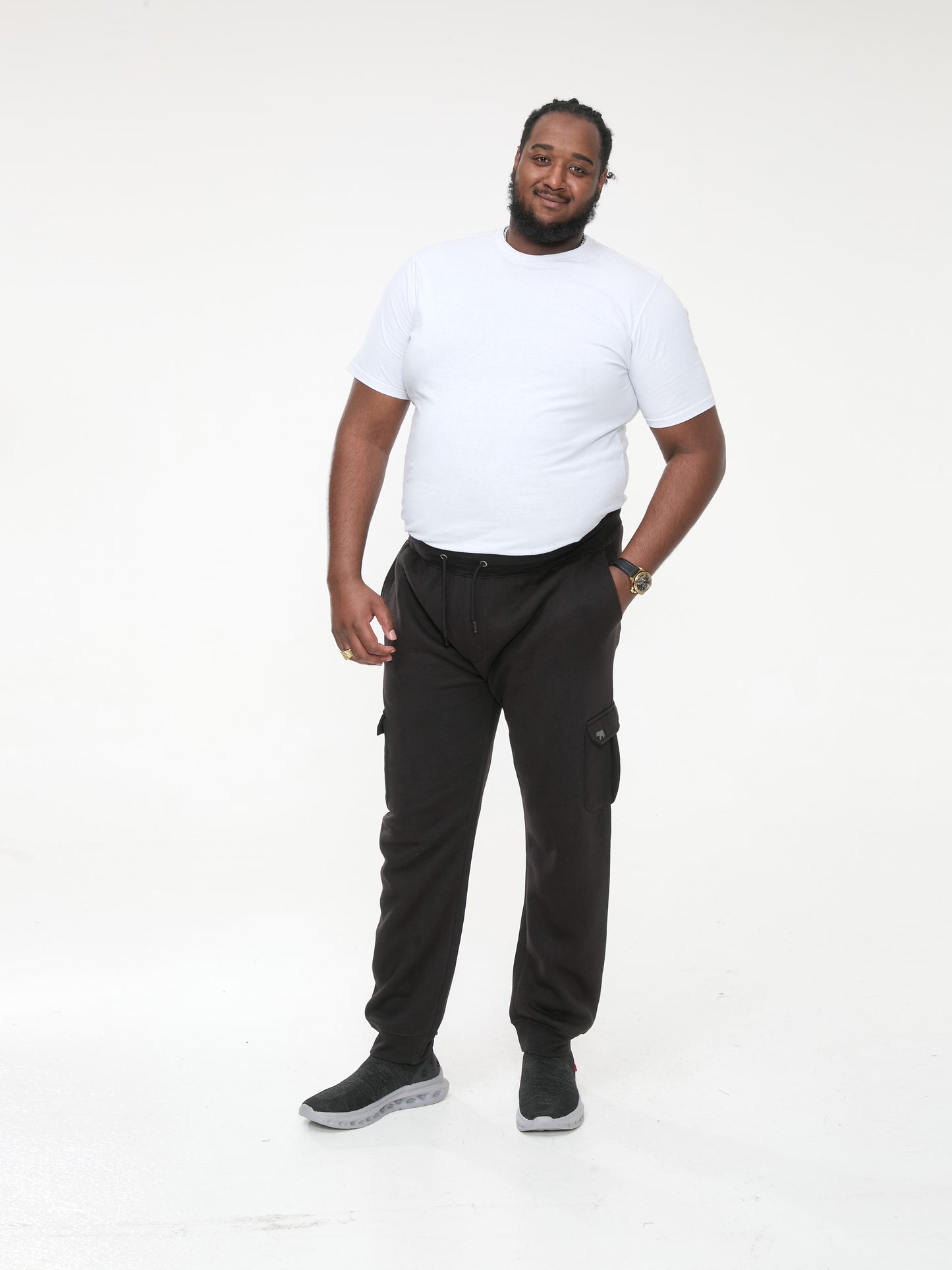 TILDEN 2 -D555 Black Cargo Pocket Joggers with Ribbed Cuffs
