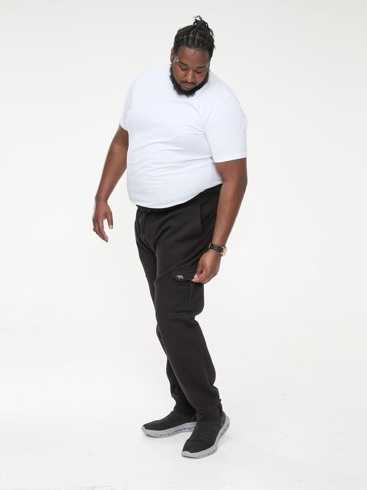 TILDEN 2 -D555 Black Cargo Pocket Joggers with Ribbed Cuffs