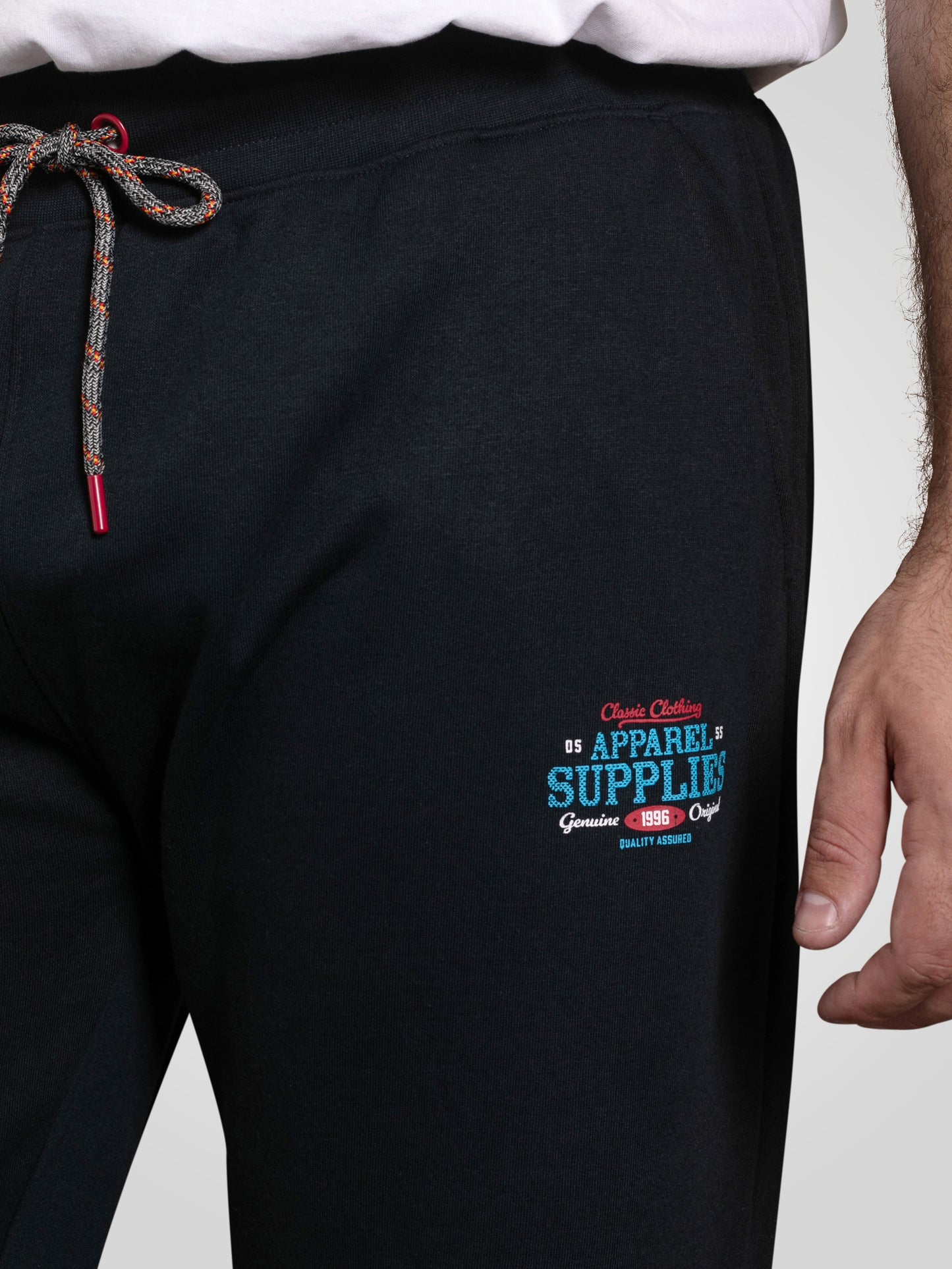 BRIDGEND -D555 Navy Blue Open Hem Jogger with Apparel Supplies Logo