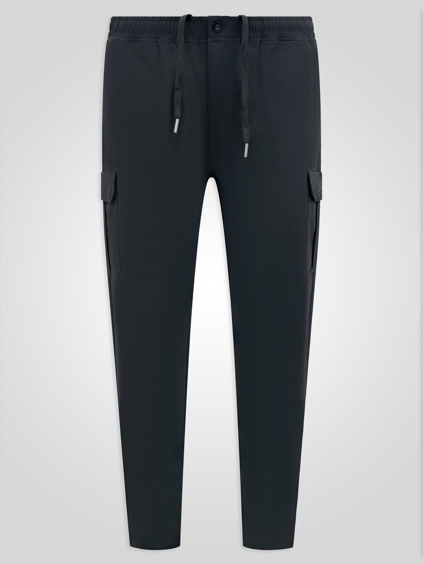 FERNDOWN -D555 Black Couture Stretch Open Hem Jogger with Cargo Pockets