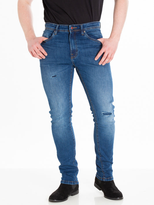 HAYDEN -D555 Blue Stonewash Stretch Jeans with Rips