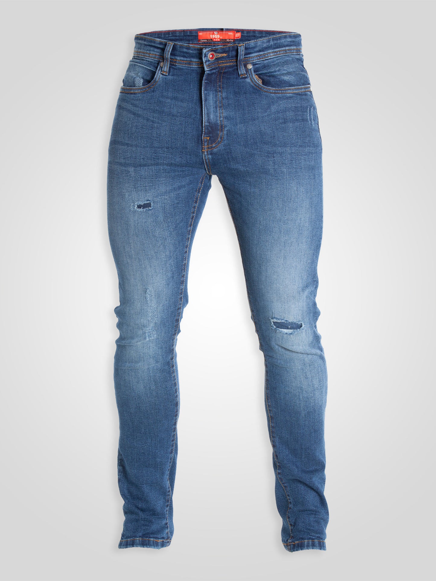 HAYDEN -D555 Blue Stonewash Stretch Jeans with Rips