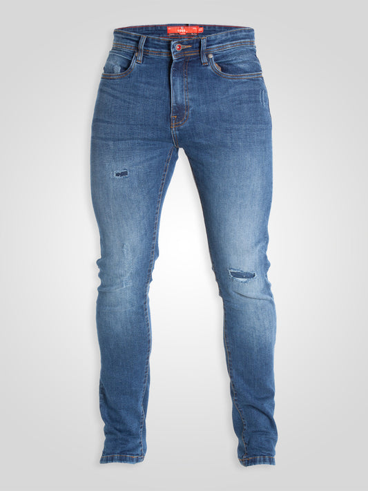 HAYDEN -D555 Blue Stonewash Stretch Jeans with Rips