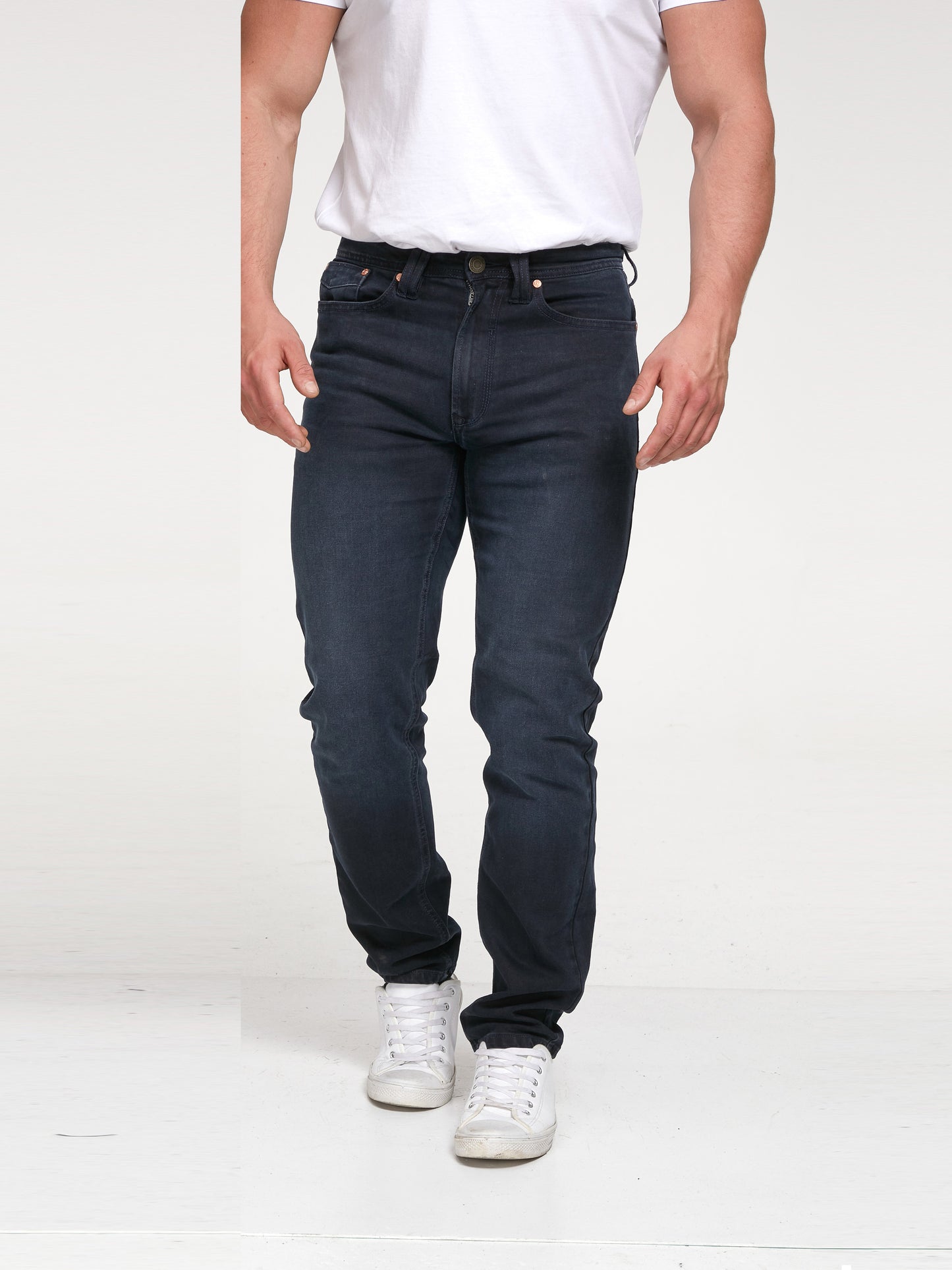 HOCKLIFFE -D555 Dark Blue Wash Dark Wash Stretch Denim Jeans