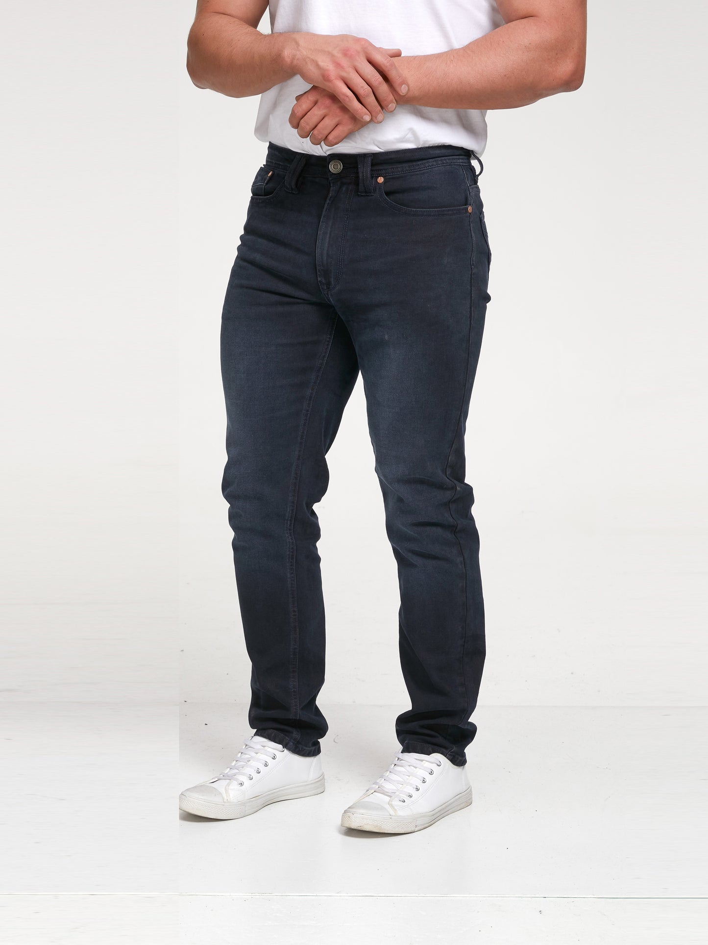 HOCKLIFFE -D555 Dark Blue Wash Dark Wash Stretch Denim Jeans