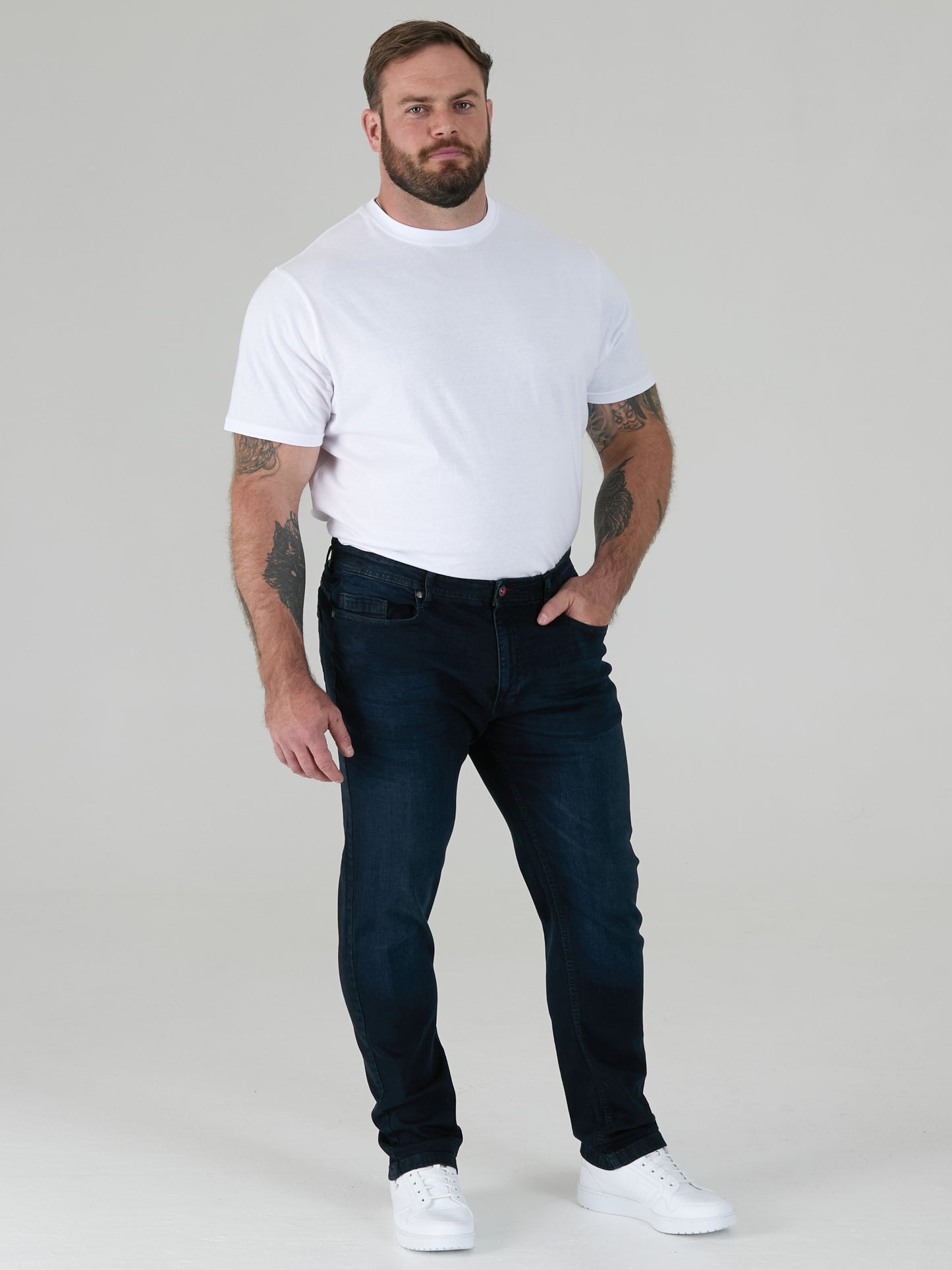 DANIEL -D555 Blue Black Tapered Fit Stretch Jeans