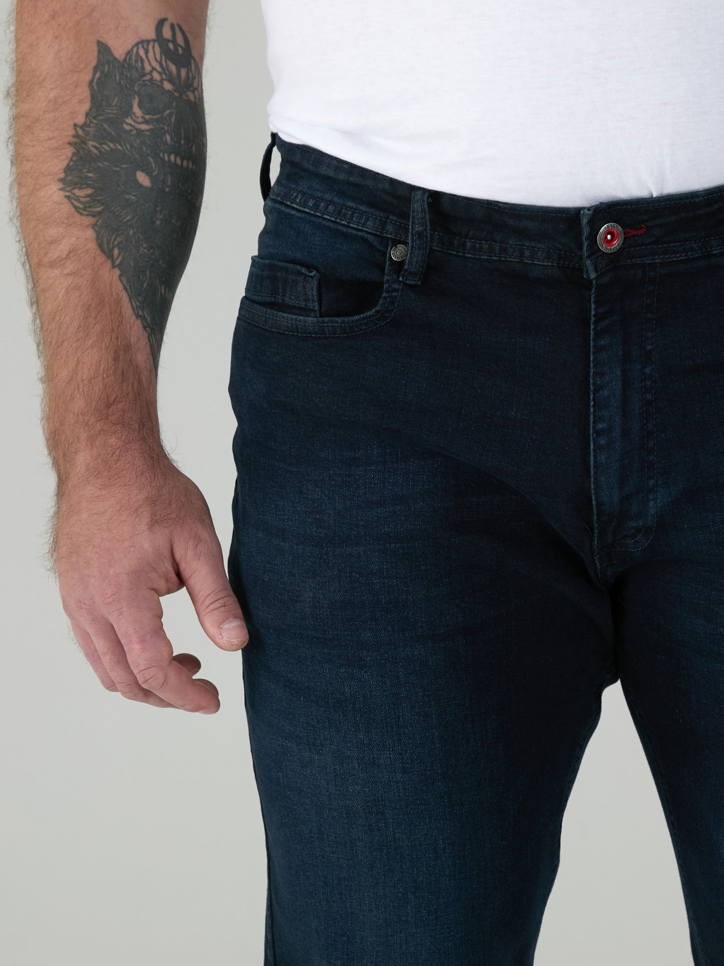 DANIEL -D555 Blue Black Tapered Fit Stretch Jeans