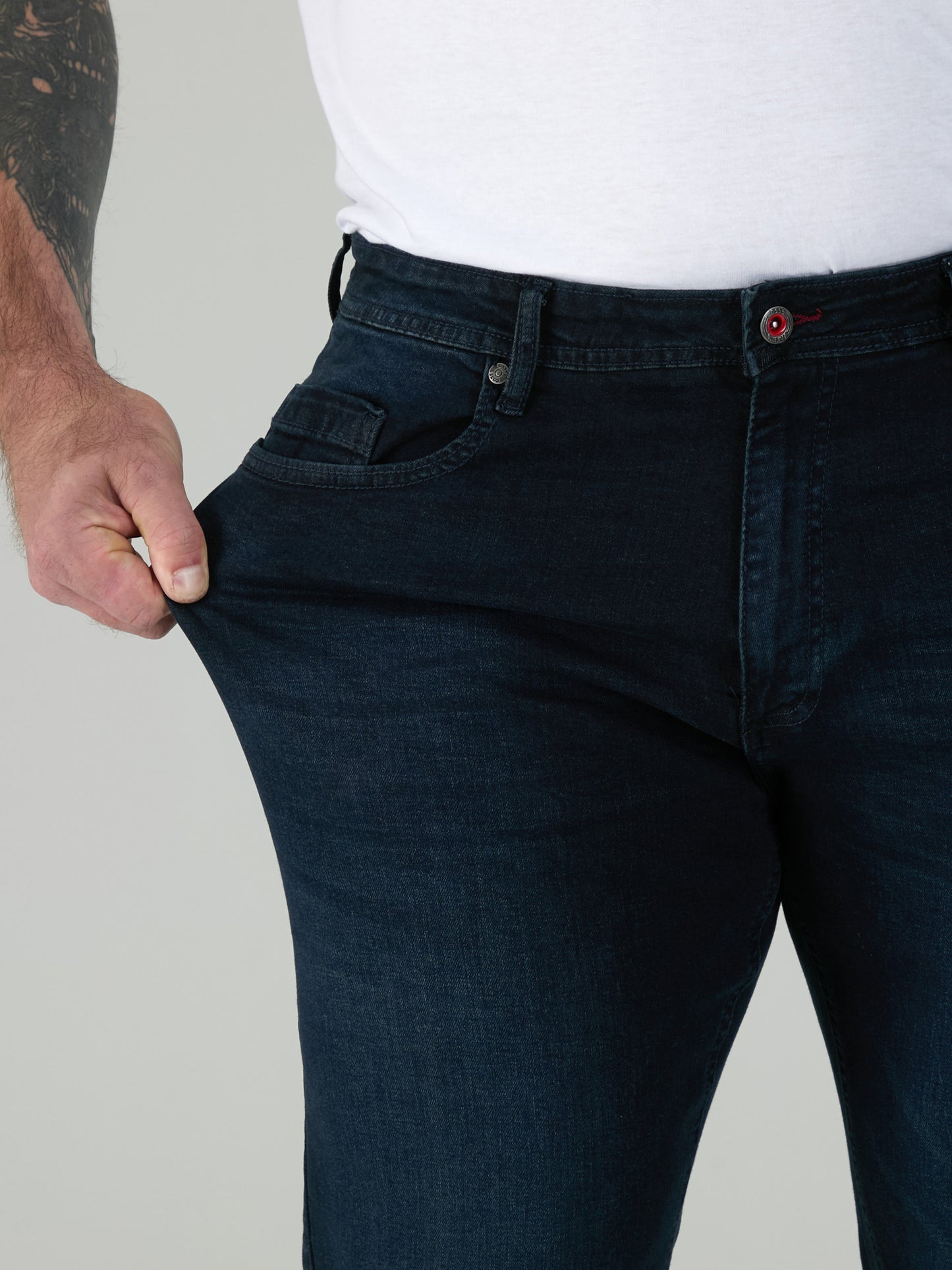 DANIEL -D555 Blue Black Tapered Fit Stretch Jeans