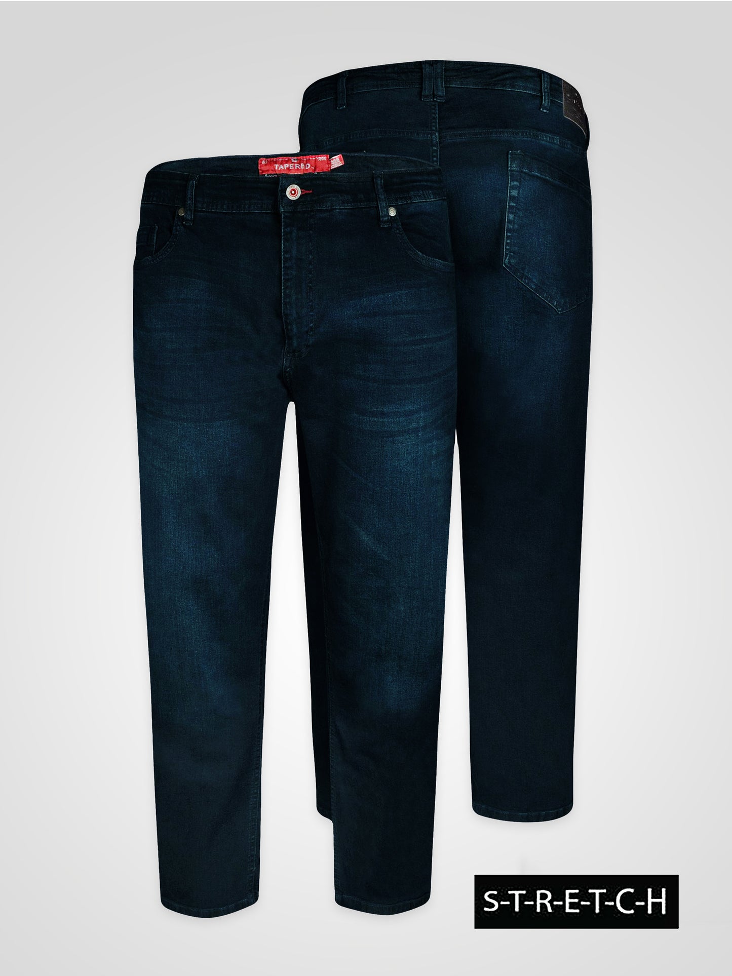 DANIEL -D555 Blue Black Tapered Fit Stretch Jeans