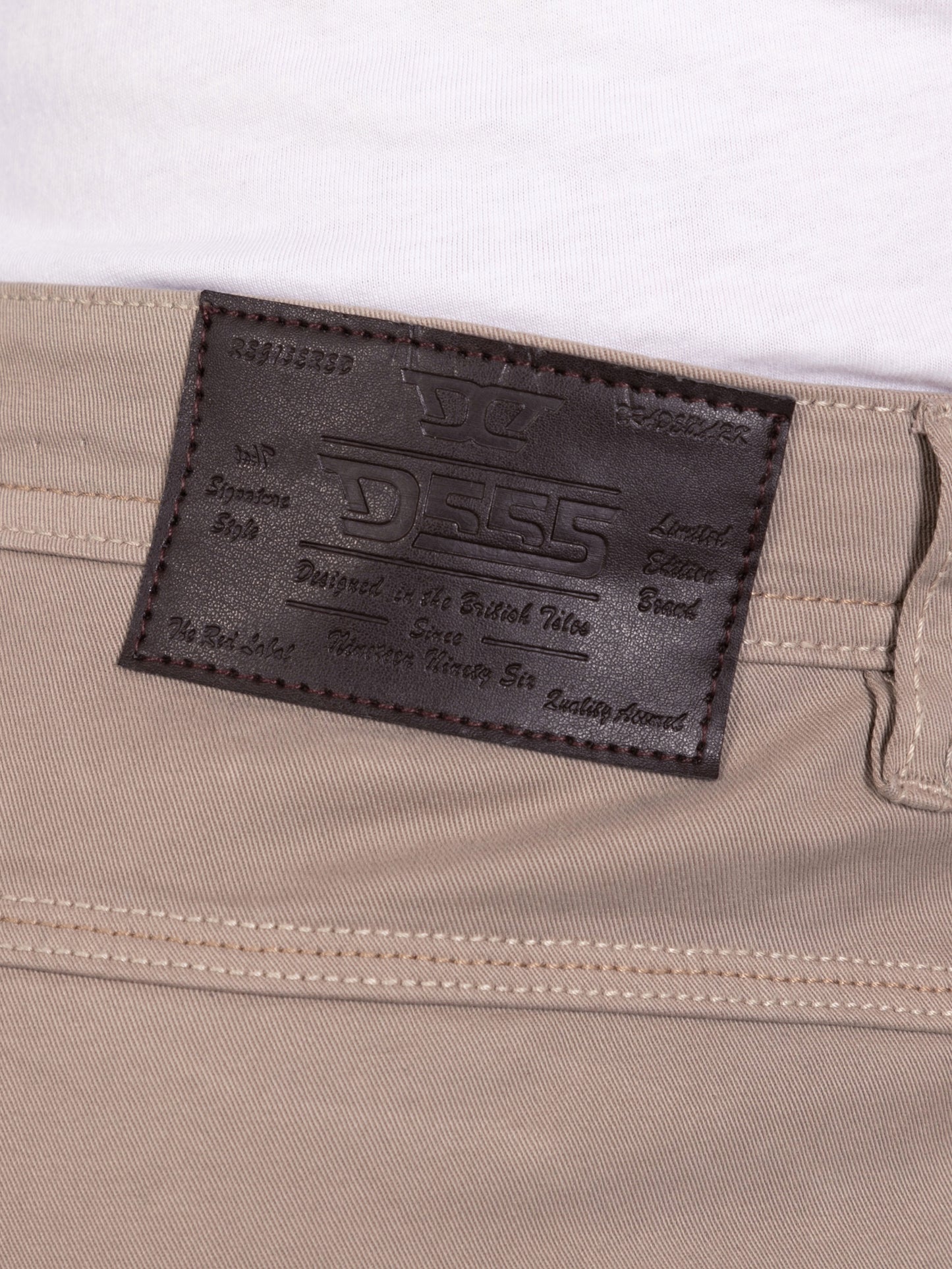 KELVIN 1-Stone Tapered Fit Five Pocket Stretch Twill Chino With Peach Finish