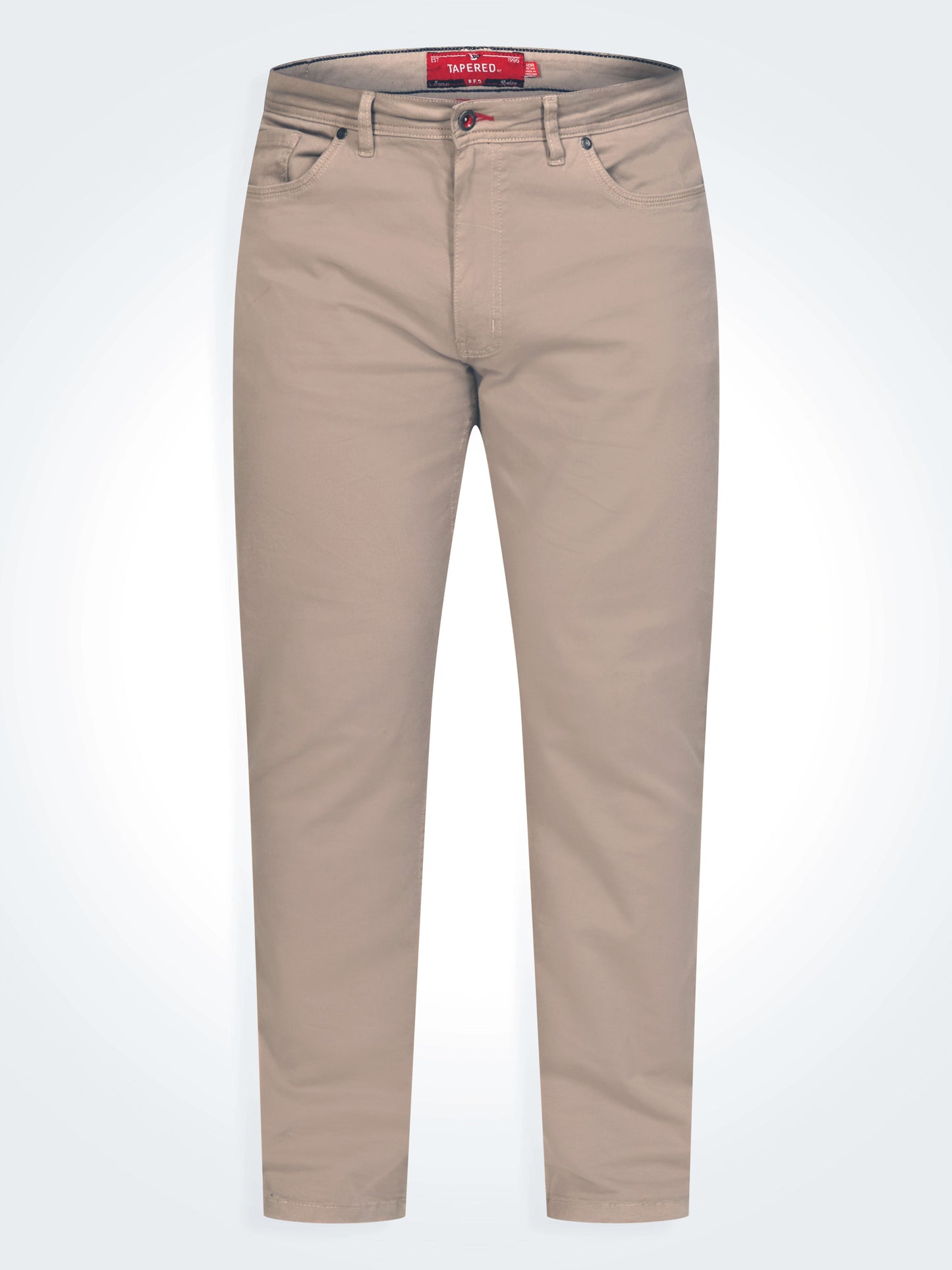 KELVIN 1-Stone Tapered Fit Five Pocket Stretch Twill Chino With Peach Finish