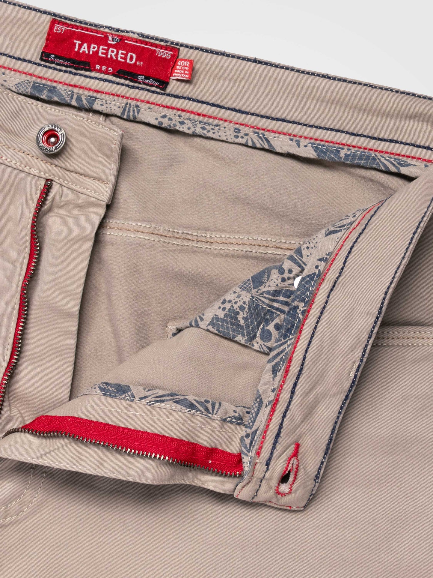 KELVIN 1-Stone Tapered Fit Five Pocket Stretch Twill Chino With Peach Finish