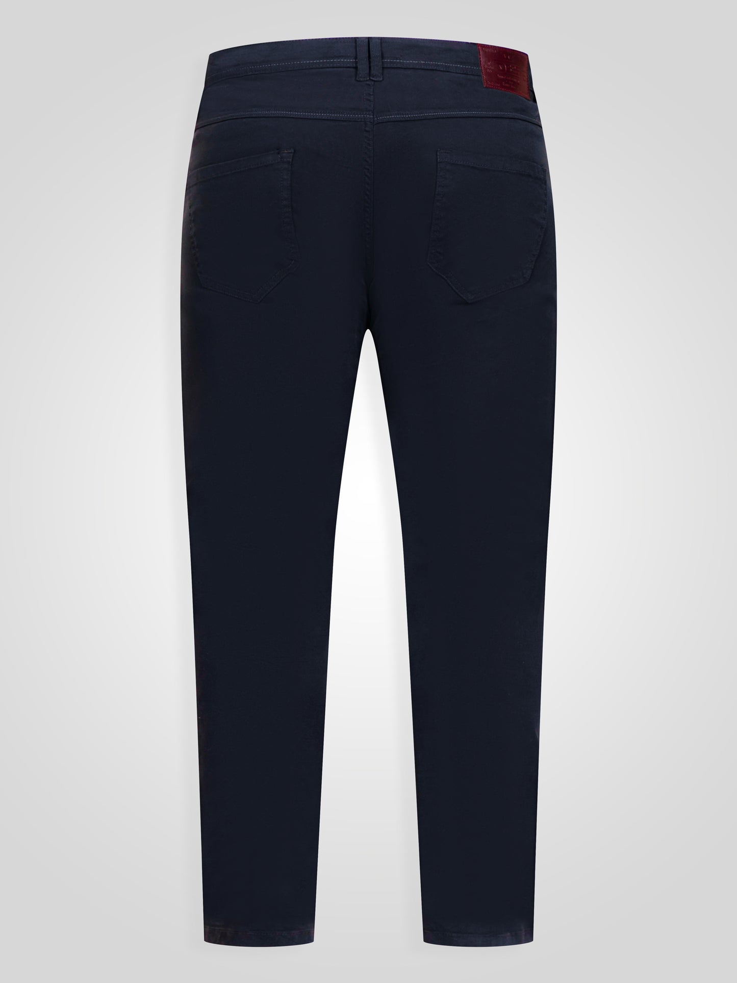 KELVIN 2-Navy Tapered Fit Five Pocket Stretch Twill Chino With Peach Finish