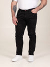 KELVIN 4-Black Tapered Fit Five Pocket Stretch Twill Chino With Peach Finish