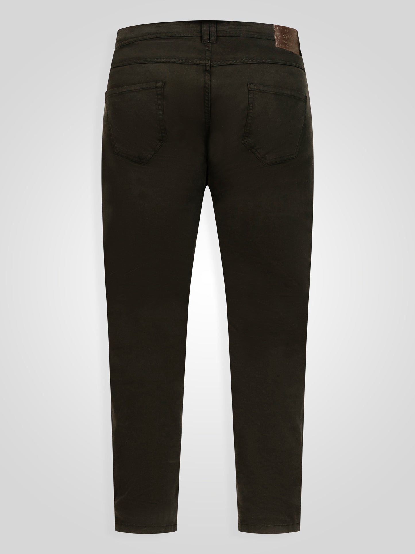 KELVIN 4-Black Tapered Fit Five Pocket Stretch Twill Chino With Peach Finish