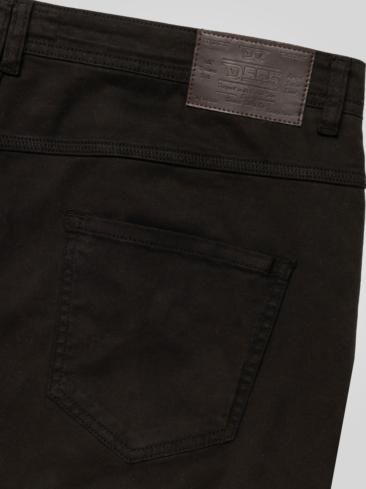 KELVIN 4-Black Tapered Fit Five Pocket Stretch Twill Chino With Peach Finish