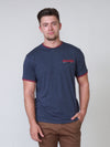 NELLY 2 -D555 Denim Blue Marl T-Shirt with Double Layer On Neck and Pocket