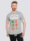 DASHER 2 -D555 Grey Marl Christmas Six Pack Chest Print T-Shirt