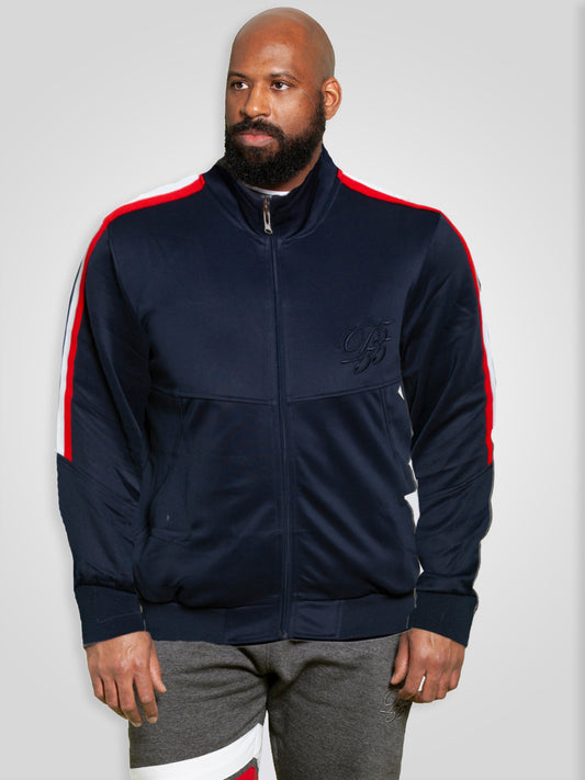 BROOKES -D555 Navy Blue Couture Zip Up Jacket with Taping