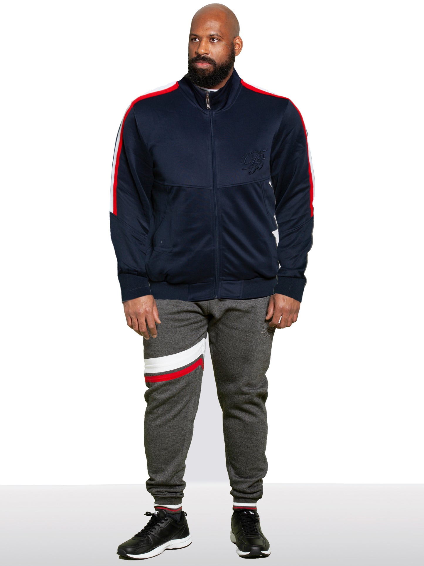 BROOKES -D555 Navy Blue Couture Zip Up Jacket with Taping