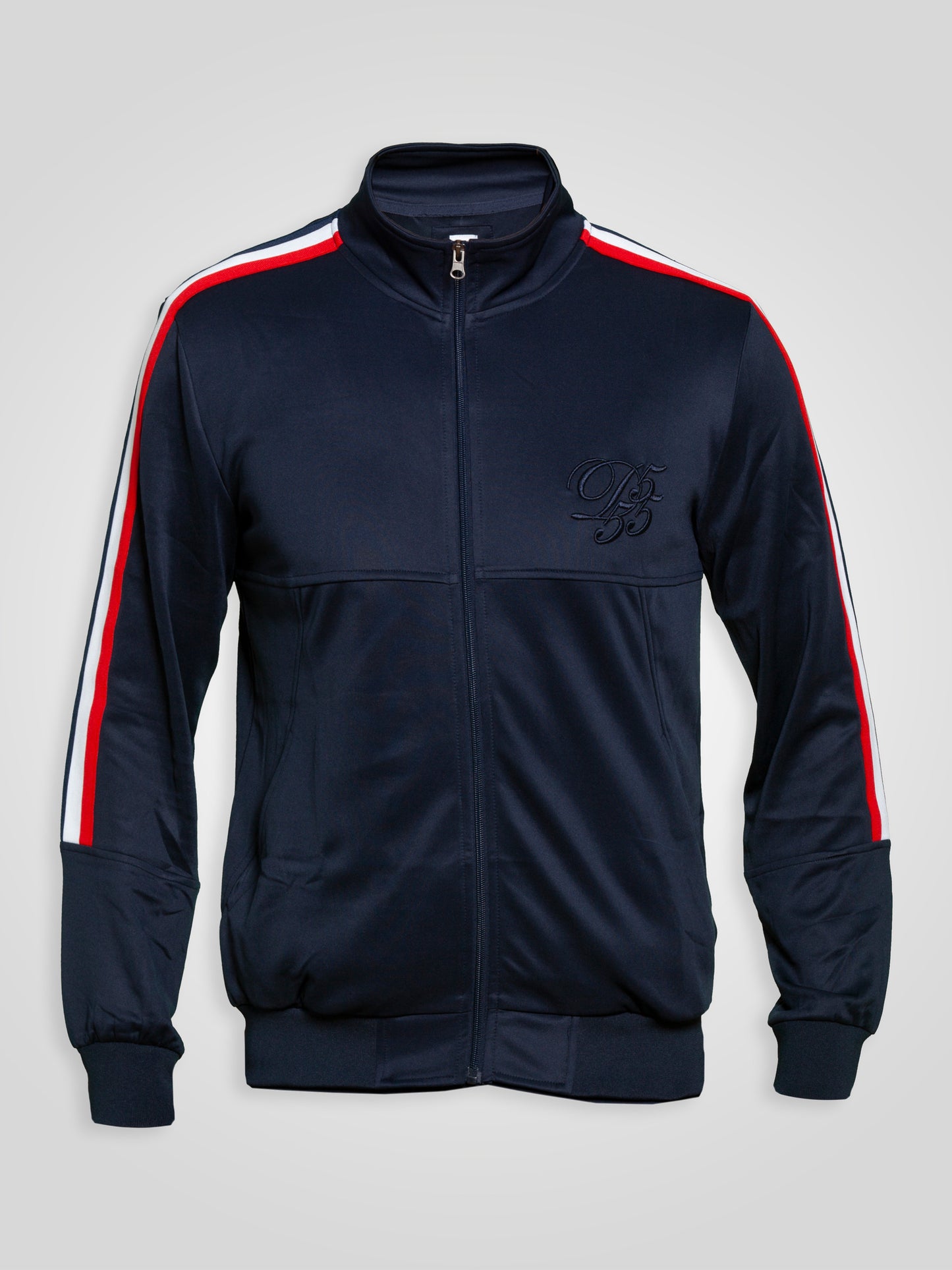 BROOKES -D555 Navy Blue Couture Zip Up Jacket with Taping