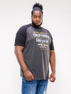 LISMORE -D555 Charcoal Marl Raglan Sleeve San Diego Printed T-Shirt