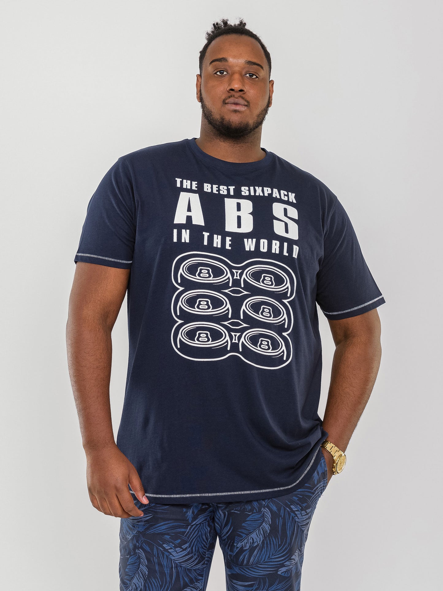 MARCO -D555 Navy Blue D555 Best Sixpack Abs Crew Neck Printed T-Shirt