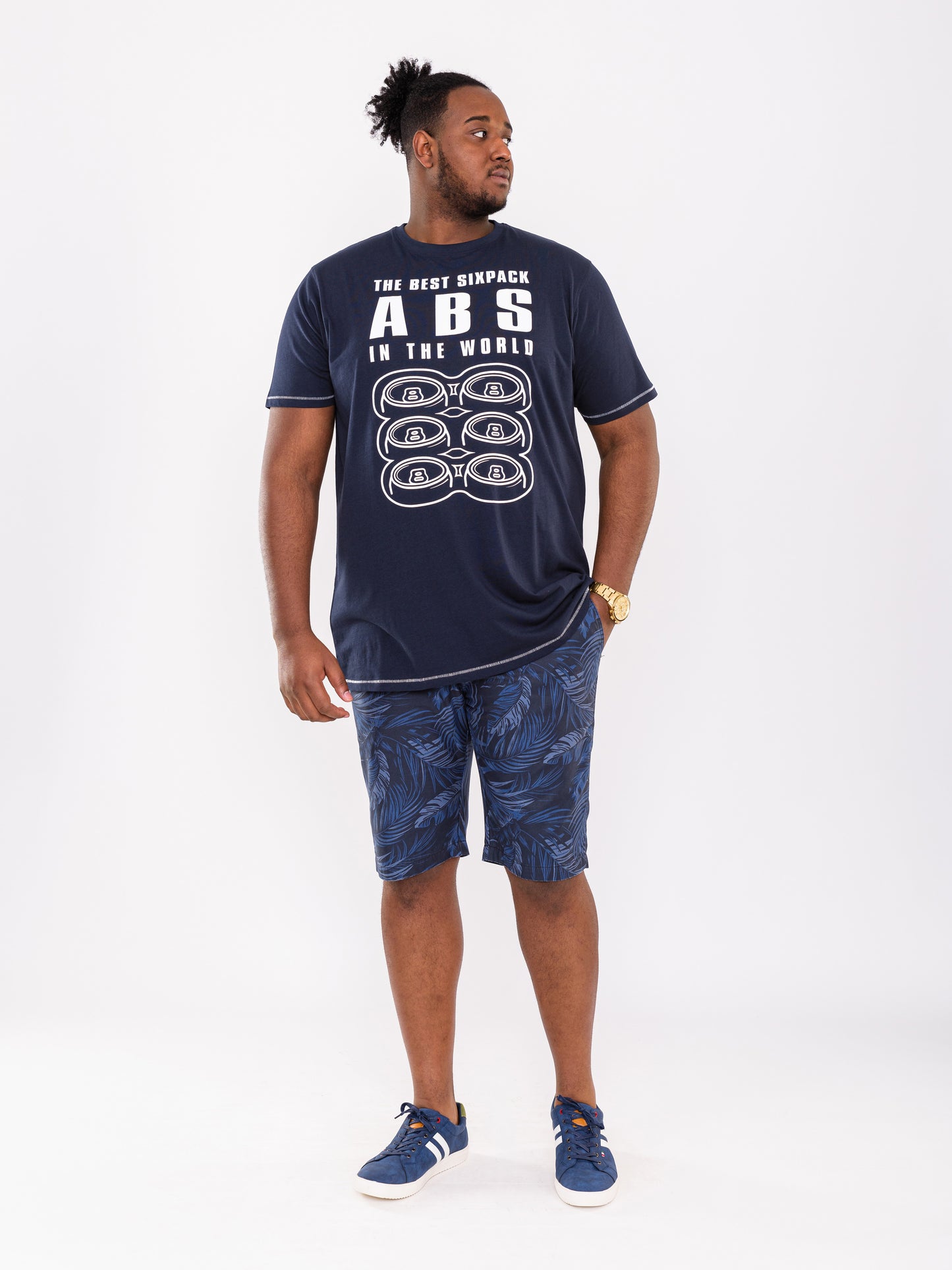 MARCO -D555 Navy Blue D555 Best Sixpack Abs Crew Neck Printed T-Shirt
