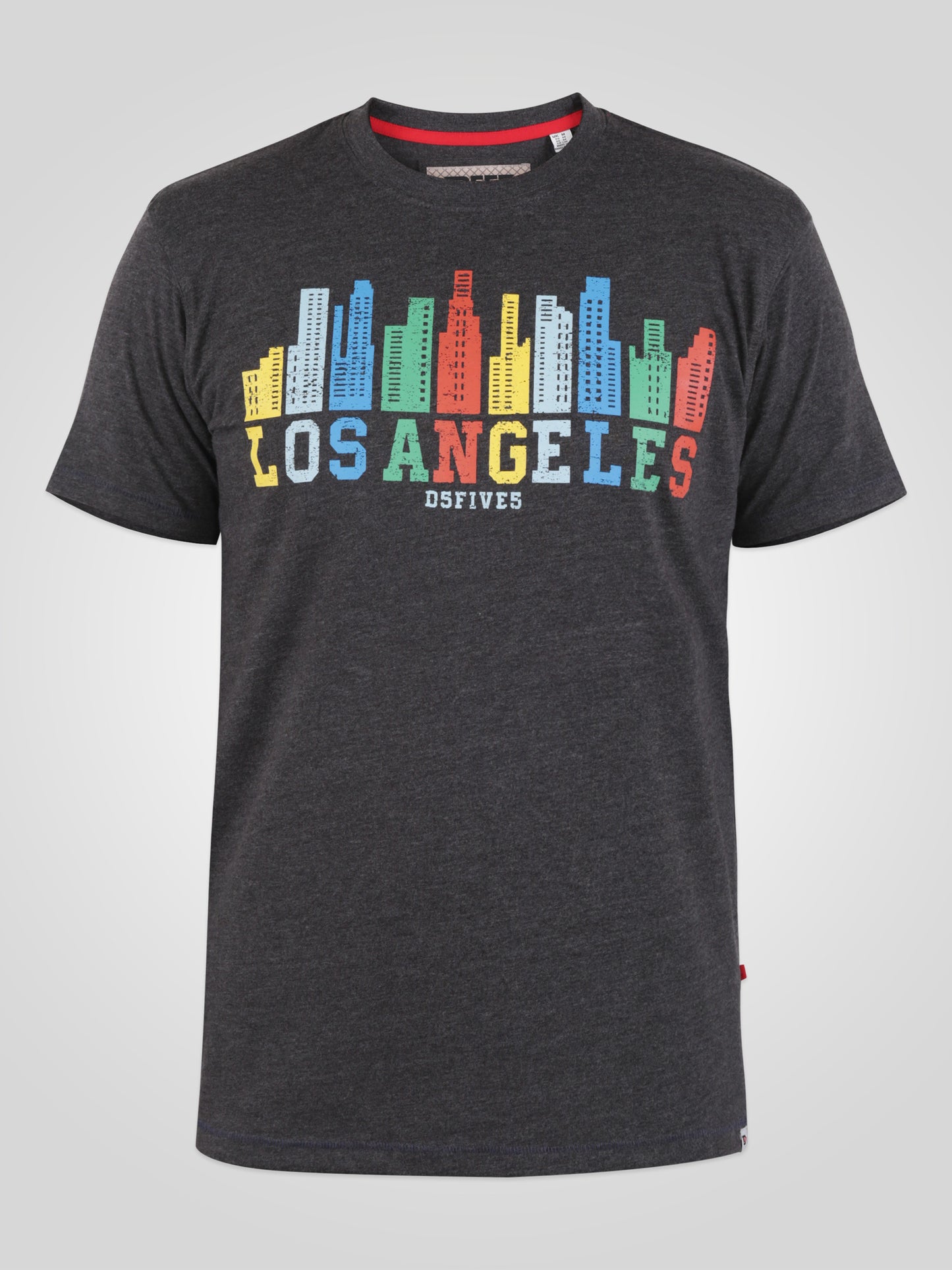 HEMFORD -D555 Charcoal Marl Los Angeles Sky Line Printed T-Shirt