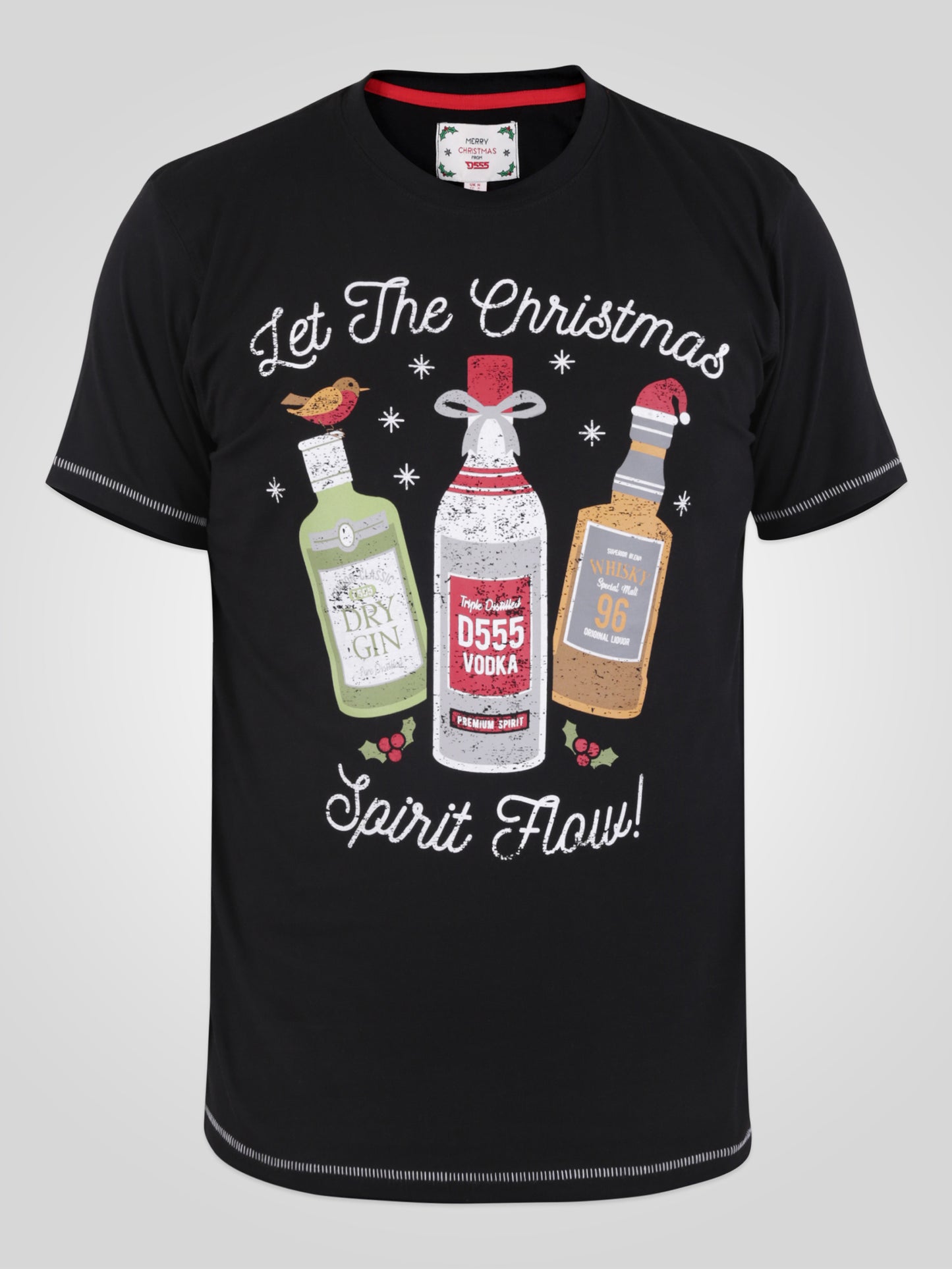 SPIRIT -D555 Black Christmas Spirit Printed T-Shirt