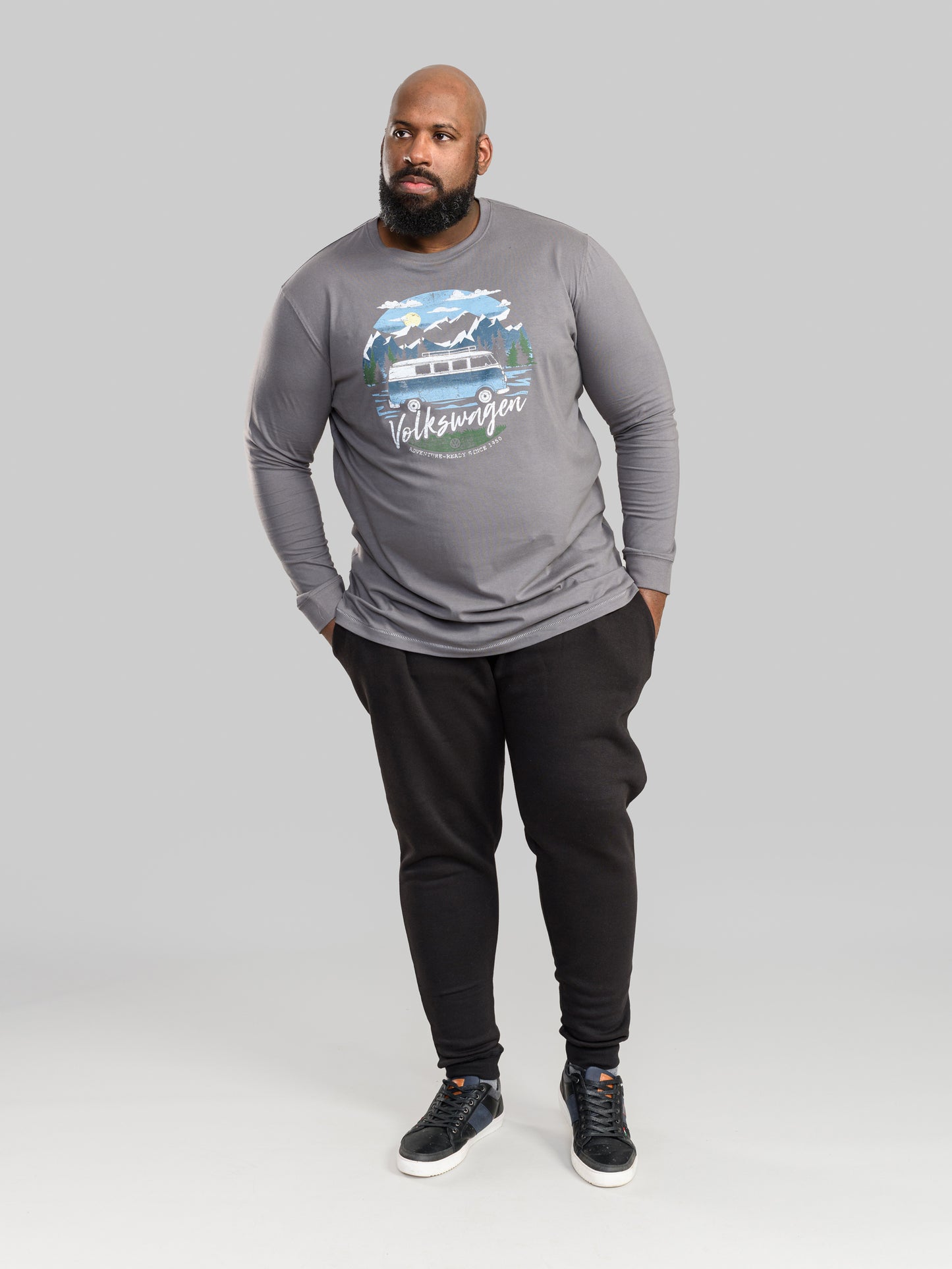 MISTERTON -D555 Grey Official Licensed VW Mountain Explorer Printed T-Shirt